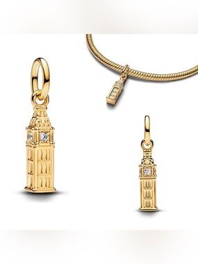 NWOT Gold Big Ben Dangle Charm Sterling Silver 925
